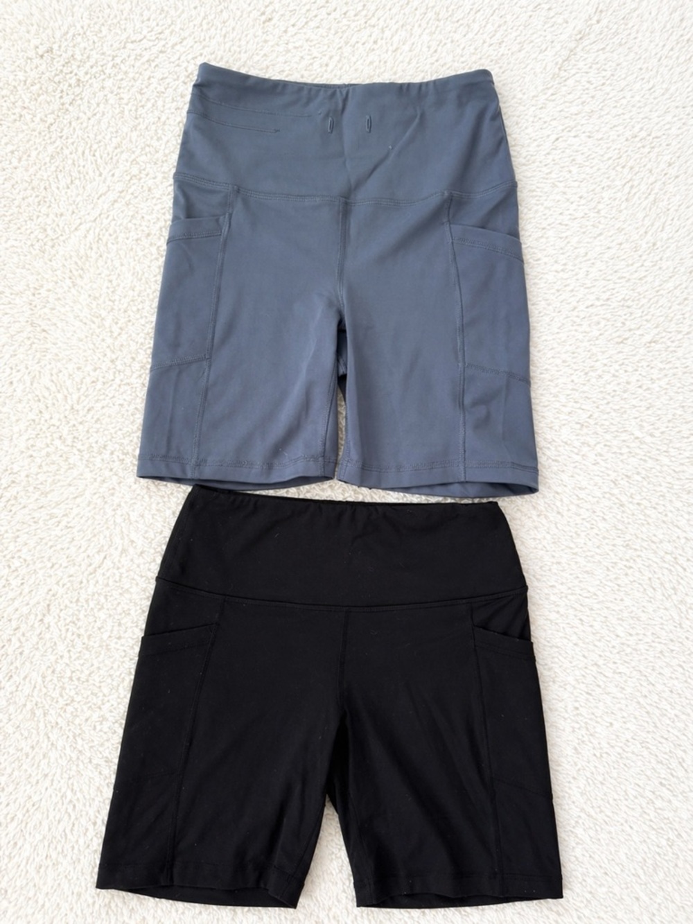 90 Degree Biker Shorts Bundle Black Slate Blue High Waist Pockets S